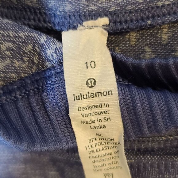 Lululemon Rest Less Hoodie Pullover Gatsby Blue Patterned Size 10 Thumbholes - Picture 5 of 7